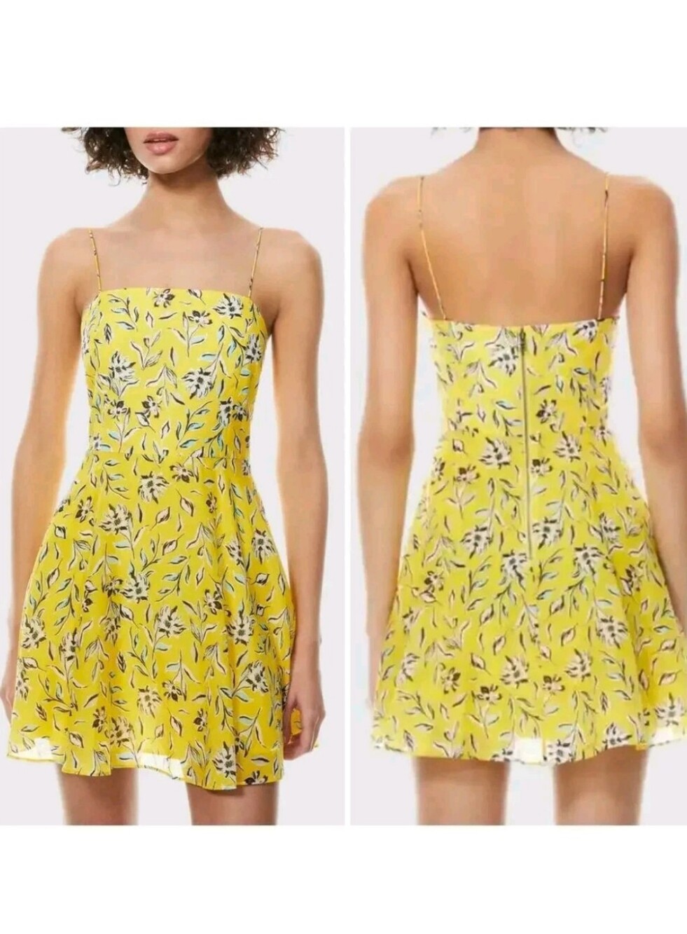 ALICE + OLIVIA Glinda Floral Swinging Sunbeam in Yellow Sz 4 Nwot